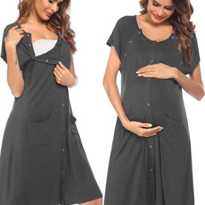 Ekouaer 3 in 1 Nursing Dress Maternity Nightgown