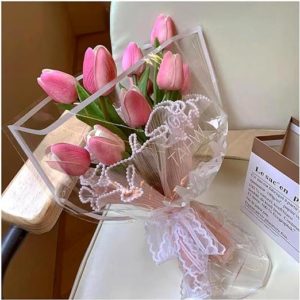 Fanadith Fake Tulips, Pink Tulips Artificial