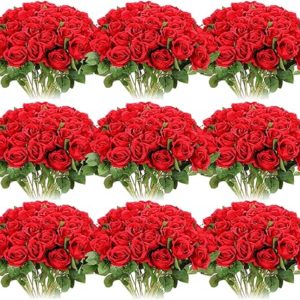 Jexine 100 Pieces Artificial Roses Flowers Bulk