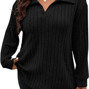 Koscacy Women Plus Size Casual Knit Sweater