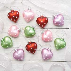 Lillian Vernon Glass Dot Heart Valentine's Day Ornaments