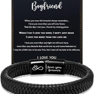 Mens Leather Bracelet I Love You Gifts for Him