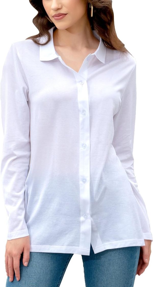 Microsubtle Women's Cotton Basic Button Down Shirt