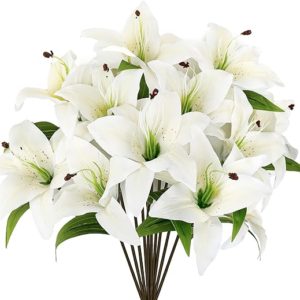 Riceshoot 12 Pcs Artificial Tiger Lily Flowers