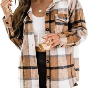Trendy Queen Womens Flannel Shacket Jacket