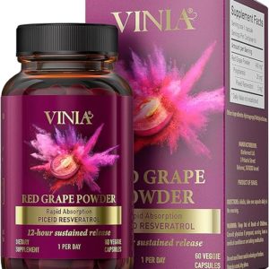 VINIA 12-Hour Sustained Release Piceid Resveratrol Supplement
