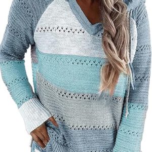 Vemodoo Women's Color Block Knit Hoodies