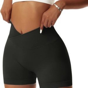 Vertvie Women's Gym Shorts V Cross