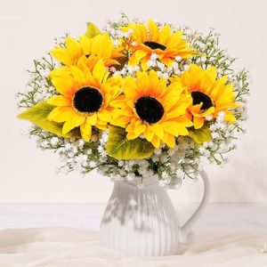 Waipfaru 15Pcs Babys Breath Sunflowers Artificial