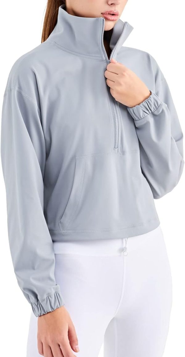 altiland Half Zip Pullover Cropped workout Jackets for Women