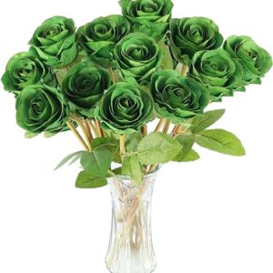 Hananona Artificial Roses Flowers for St. Patrick's Day