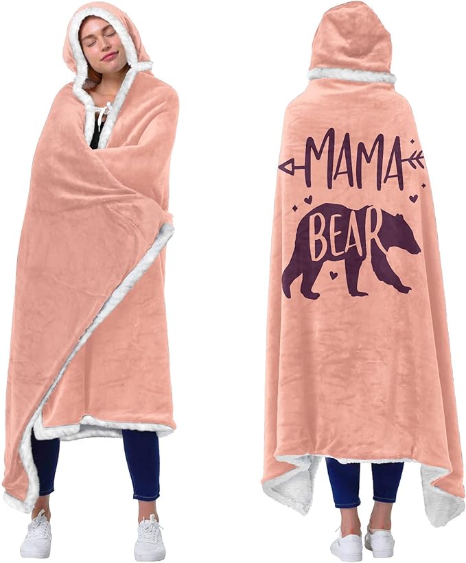 Vprintes Mama Pink Wearable Blanket Hoodie Mothers Day Gifts - WF Shopping