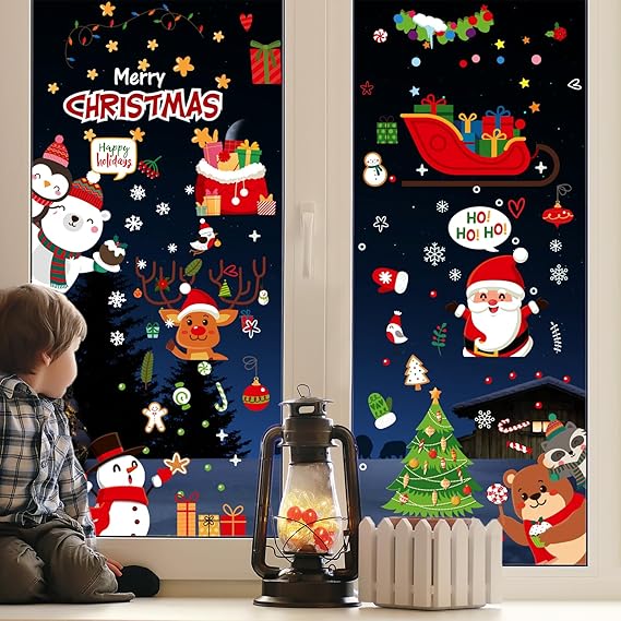 120PCS Christmas Window Clings Stickers for Glass, Snowflake Decorations for Indoor and Outdoor 120PCS Christmas Window Clings Stickers for Glass, Snowflake Decorations for Indoor and Outdoor