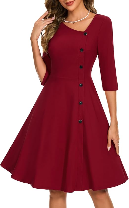 Aupuls Cocktail Dress for Women Vintage Dresses 1950s Swing Dress for Wedding Guest Aupuls Cocktail Dress for Women Vintage Dresses 1950s Swing Dress for Wedding Guest