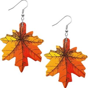 Nanafast Fall 2024 Thanksgiving Earrings for Women Leather Pumpkin Turkey Maple Leaf Shaped