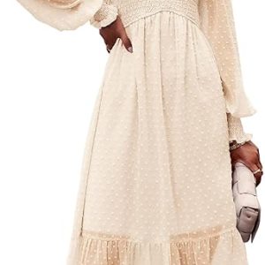 PRETTYGARDEN Women's Spring Dresses 2024 Long Sleeve V Neck