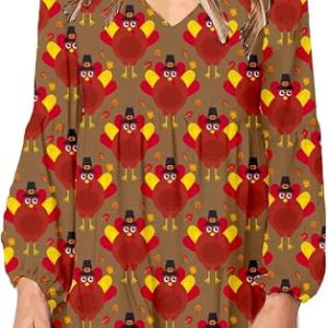 Roshop Women's Bell Sleeve V Neck Holiday Party Halloween Dress