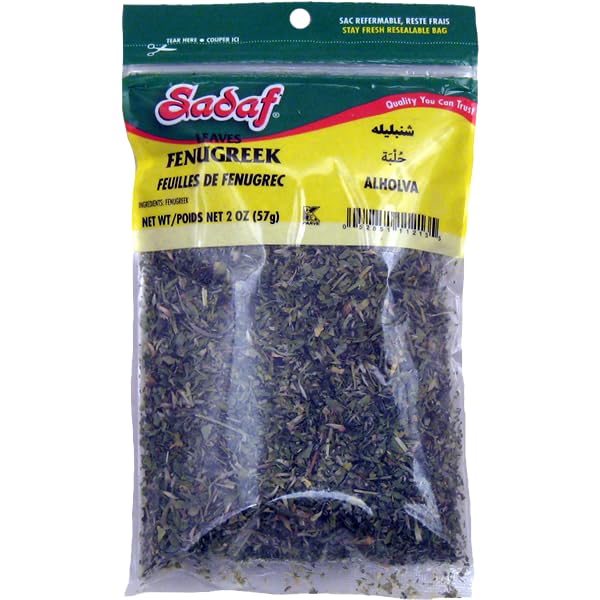 Sadaf Dried Fenugreek Leaves - Kasoori methi leaves- Kosher and Halal - 2 oz bag Sadaf Dried Fenugreek Leaves - Kasoori methi leaves- Kosher and Halal - 2 oz bag