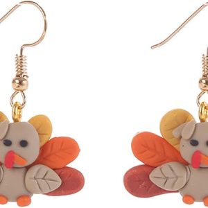 Thanksgiving Fall Earrings Creative Sweet Clay Style Pumpkin Pie Candy Dangle Earrings