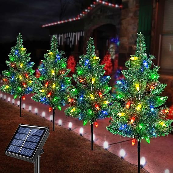 Upgraded 4-Pack Solar Christmas Garden Stake Lights, Decorative Xmas Tree Solar Christmas Upgraded 4-Pack Solar Christmas Garden Stake Lights, Decorative Xmas Tree Solar Christmas