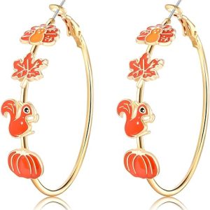 YAHPERN Halloween Thanksgiving Fall Christmas Earrings for Women Festive Holiday Hoop Earrings