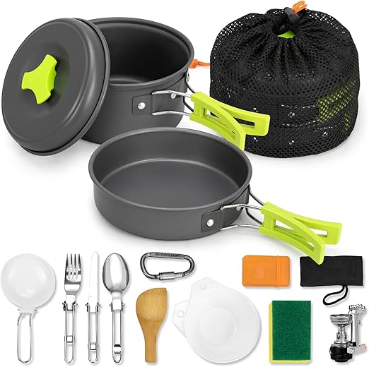 15pcs Camping Cookware Mess Kit,Non-Stick Lightweight Pots Set Portable Outdoor Cookware for Camping 15pcs Camping Cookware Mess Kit,Non-Stick Lightweight Pots Set Portable Outdoor Cookware for Camping