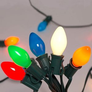 25Ft Multicolor Christmas Lights C7 Vintage Christmas String Lights with 27 Multicolor Ceramic Bulbs