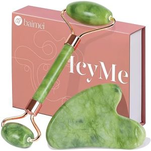BAIMEI IcyMe Gua Sha & Jade Roller Facial Tools Face Roller and Gua Sha Set for Puffiness