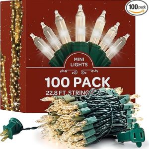 Christmas Lights [Set of 100] Warm White Christmas Lights, UL Listed for Indoor/Outdoor Use, Mini Christmas Lights