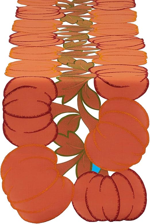 DII Fall Table Decorations Indoor Décor, Thanksgiving, Table Runner, 14x60, Embroidered Cut Work Pumpkins DII Fall Table Decorations Indoor Décor, Thanksgiving, Table Runner, 14x60, Embroidered Cut Work Pumpkins