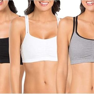 Fruit of the Loom Women's Spaghetti Strap Cotton Pull Over 3 Pack Sports Bra