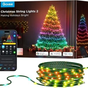Govee Christmas Lights 2, RGBWIC 99FT 300LEDs Christmas Tree Lights with Shape Mapping Function, Smart Holiday String Lights