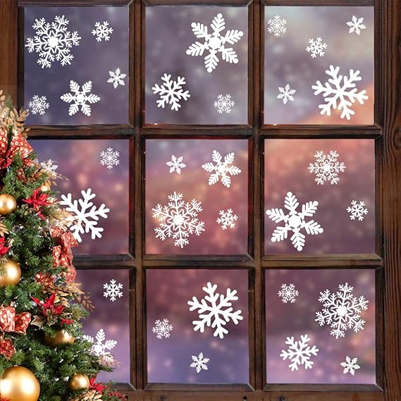 LUDILO 135Pcs Christmas Window Clings Snowflakes Window Decals Static Window Stickers for Christmas LUDILO 135Pcs Christmas Window Clings Snowflakes Window Decals Static Window Stickers for Christmas
