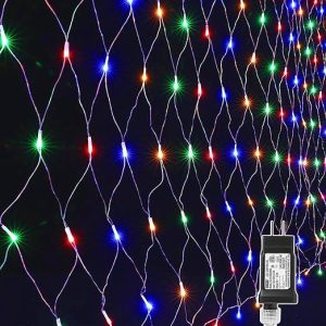 LYHOPE 12ft x 5ft 360 LED Christmas Net Lights, 8 Modes Low Voltage Mesh Christmas Decoration Lights