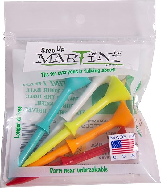 Martini Golf Tees DMT007 Durable Plastic Step-UP Tees (5 Pack), Assorted Colors, 3.25 Martini Golf Tees DMT007 Durable Plastic Step-UP Tees (5 Pack), Assorted Colors, 3.25"