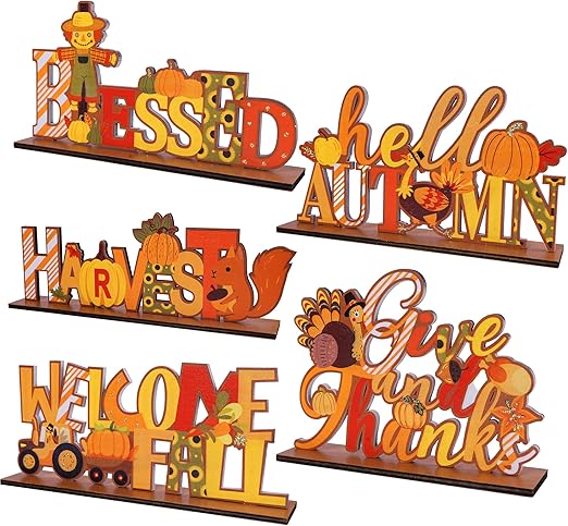 NEROSUN 5 PCS Thanksgiving Table Decor, Harvest Thanksgiving NEROSUN 5 PCS Thanksgiving Table Decor, Harvest Thanksgiving