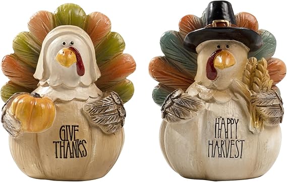 Thanksgiving Turkey Decor, 3.6x3.1 Inchs Resin Small Turkey Figurines Thanksgiving Turkey Decor, 3.6x3.1 Inchs Resin Small Turkey Figurines