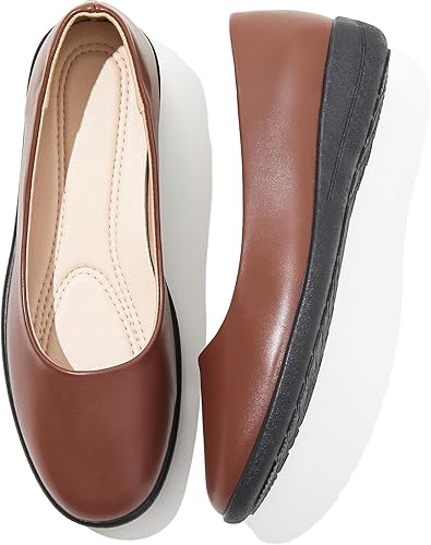 Women's Flats Comfortable Black Flats Shoes Women Round Toe Ballerina Flats Leather Dress Shoes Work Flats for Office Women's Flats Comfortable Black Flats Shoes Women Round Toe Ballerina Flats Leather Dress Shoes Work Flats for Office