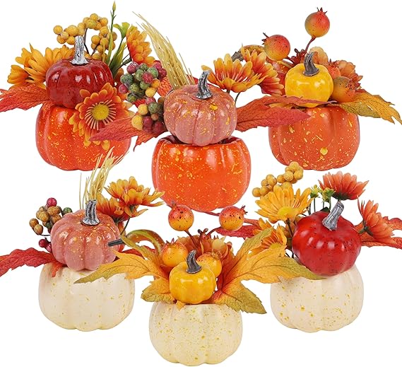 winemana Thanksgiving Decorations Set of 6 Artificial Pumpkins winemana Thanksgiving Decorations Set of 6 Artificial Pumpkins
