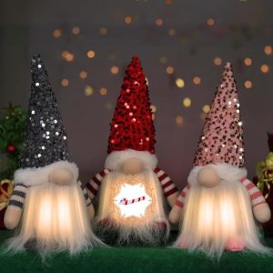 3Pcs Light Up Gnome Christmas Decorations Indoor Home Decor 12" Lighted Christmas Gnomes Decorations Christmas Decor Indoor Christmas