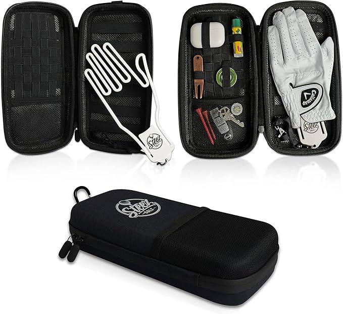 Accessory Case - Golf Bag Organizer. Airtight, Water-Resistant, Protective Hard Case for Phone, Tees, Ball Markers, Repair Tools Accessory Case - Golf Bag Organizer. Airtight, Water-Resistant, Protective Hard Case for Phone, Tees, Ball Markers, Repair Tools