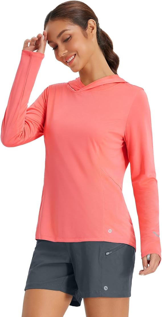 BALEAF Women's Cycling Shirts Long Sleeve UPF50+ Hoodie Sun Protection Shirt Mountain Bike Zip Pocket BALEAF Women's Cycling Shirts Long Sleeve UPF50+ Hoodie Sun Protection Shirt Mountain Bike Zip Pocket
