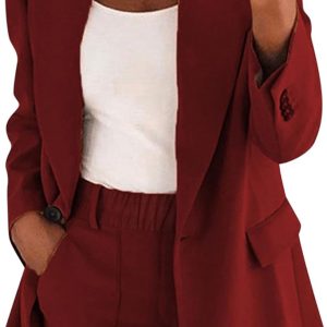 Blazer Sets Women 2 Piece Outfits Business Casual Outfits 2024 Dressy Casual Pant Suits Plus Size Wide Pants Suit Set