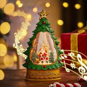 Christmas Snow Globes, Sparkling Snow Globe Christmas Music Box Santa Claus Automatically Fake Snow, Best Gift for Mom and Loved One