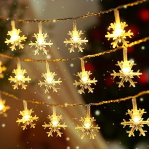 Christmas Snowflake String Lights, Battery Operated Christmas Lights 20FT 40LED, Waterproof Hanging Fairy Snowflake Lights for Indoor Outdoor Décor Holiday Party Wall Tree Yard Bedroom