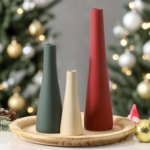 Christmas Vase Ceramic Vase Set of 3, Modern Farmhouse Vase Neutral Pottery Vase Pampas Grass Flower Vases for Christmas Decor Home Decoration