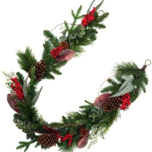 Country Harvest Garland, Berries Pinecone Garland Handmade,Festive Harvest Garland, Perfect for Holiday Winter Decor, Christmas Decorations, 6ft