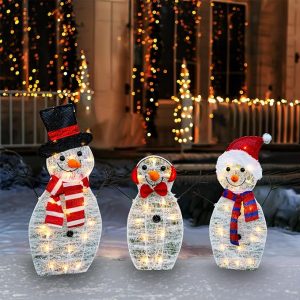 Dazzle Bright Christmas Outdoor Decorations Yard, 2D Pre-Lit Light Up Xmas Festive Holiday Front Garden Patio Yard Lawn Display (Snowman)