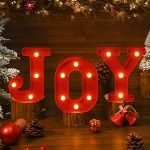 EDYCON Christmas Letter Lights Sign Table Decorations Christmas LED Light up Letters Battery Powered Letter for Home Bar Christmas Party Bedroom Tabletop Decor Gift