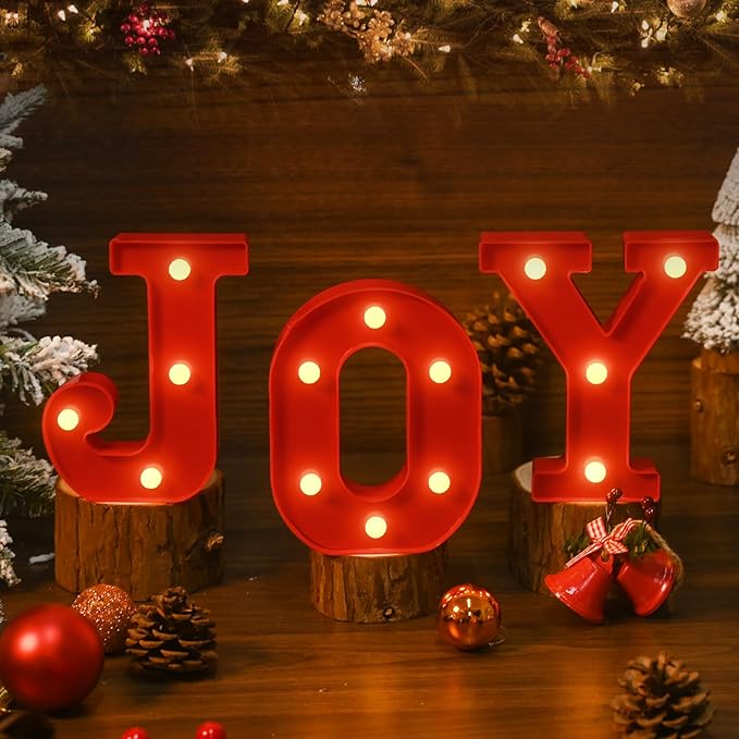 EDYCON Christmas Letter Lights Sign Table Decorations Christmas LED Light up Letters Battery Powered Letter for Home Bar Christmas Party Bedroom Tabletop Decor Gift EDYCON Christmas Letter Lights Sign Table Decorations Christmas LED Light up Letters Battery Powered Letter for Home Bar Christmas Party Bedroom Tabletop Decor Gift